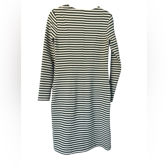 Boden mogen Breton Long Sleeve Green White Stretch Dress with Pockets Size 4L - Picture 2 of 6